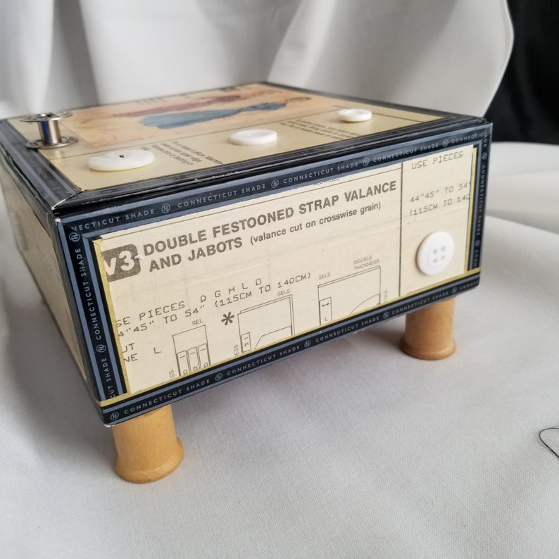 Sewing Themed Notions Box Keepsake Box Memory Box Altered Etsy