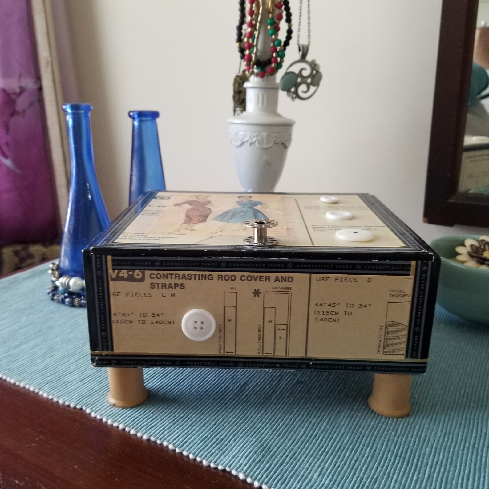 Sewing Themed Notions Box Keepsake Box Memory Box Altered Etsy