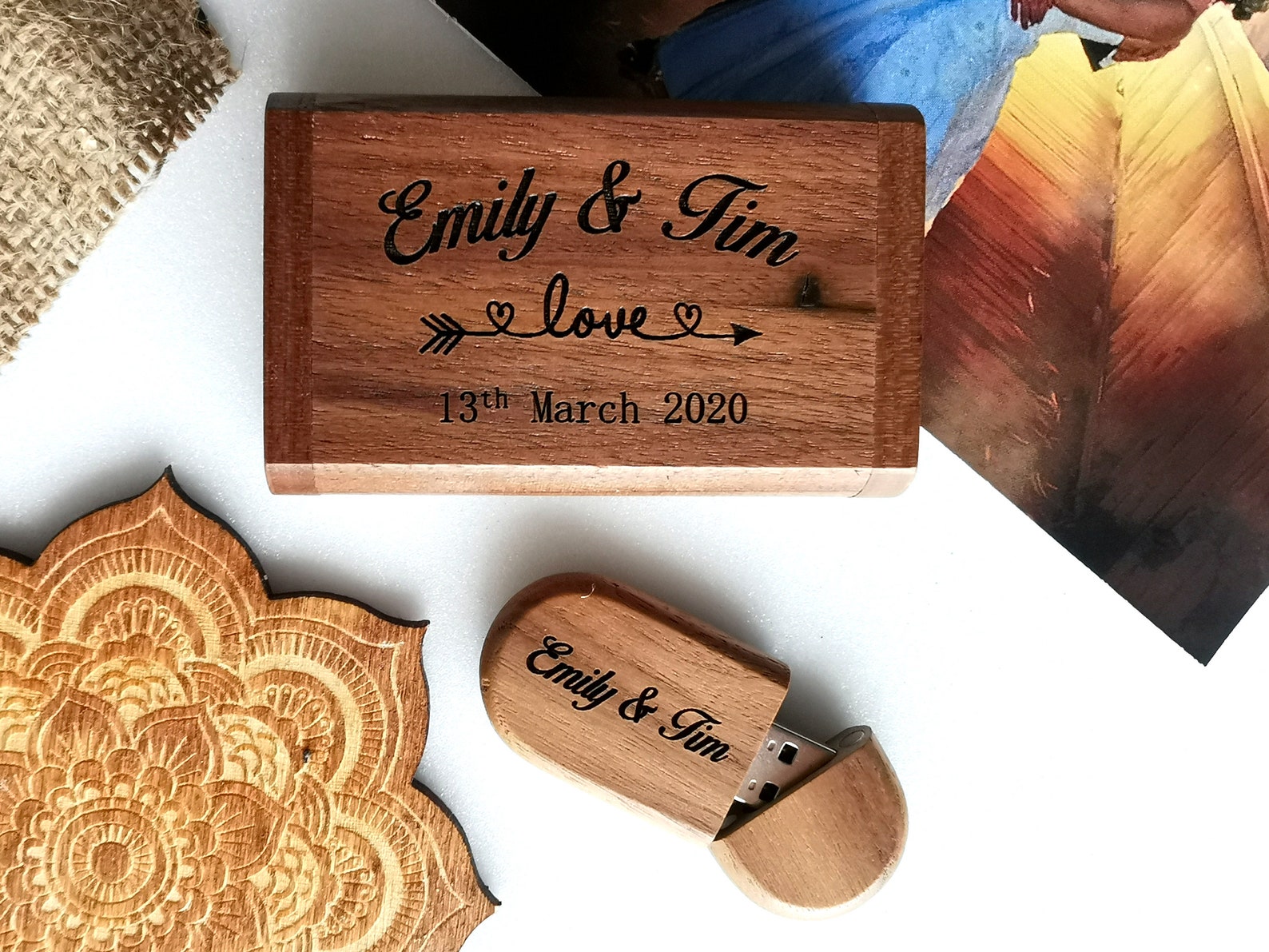 Personalised Wooden usb memory stick for wedding photographers Etsy