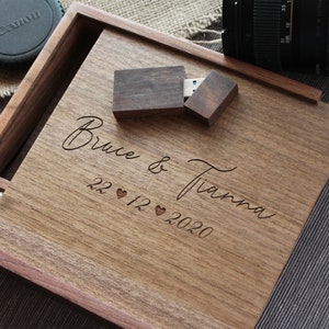 Personalised Walnut Wooden presentation box photo album for 6x4 prints photos usb stick for photographers engraved 32GB Birthday gift afbeelding 5