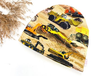 Boys Dumptruck Beanie, Boys Digger Beanie, Dump truck Beanie, Boys Jersey Beanie, Child Tractor Beanie, Excavator Beanie, Kids Winter Hat