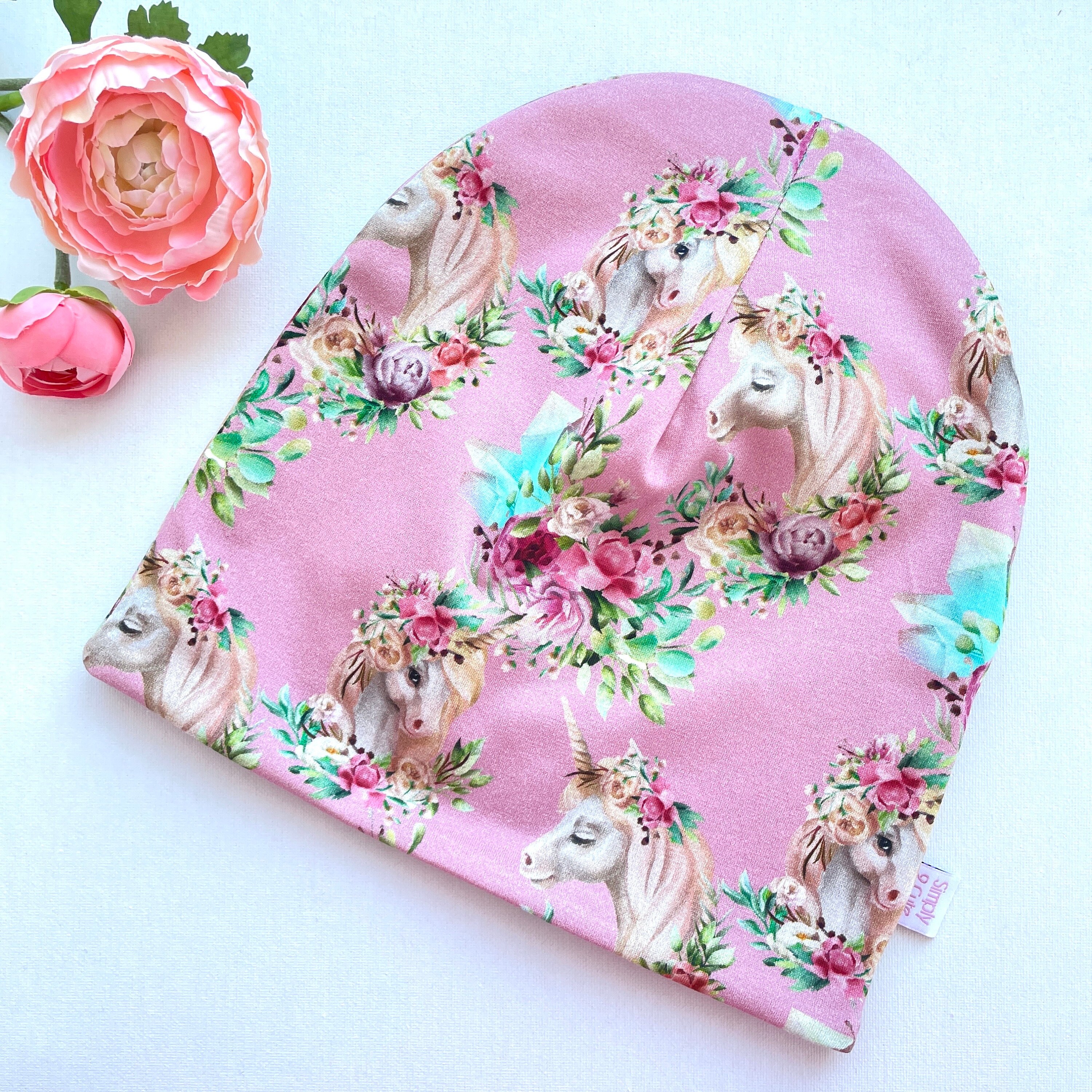 Unicorn Beanie Hat All Sizes, Pink Unicorn Toque Beanie, Kids Soft Chemo Cancer Cap, Gift for Unicorn Lover, Reversible Cotton Head Cover