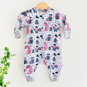 Viking Baby Romper, Nordic Valkyrie Organic Cotton Sleepsuit, Handmade Unisex Boy Girl Newborn Clothes, Swedish Baby Shower Gift