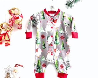 Organic Christmas romper baby, Unisex Christmas romper, Christmas gnomes onepiece, Christmas Eve box, Baby girl boy Christmas outfit, 3M