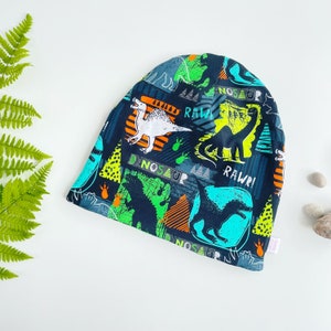 Kids slouch dinosaur beanie hat, Child dino beanie, Beanie hat with dinosaurs, Dinosaur toque, Boys dinosaur beanie, Unisex spring dino hat