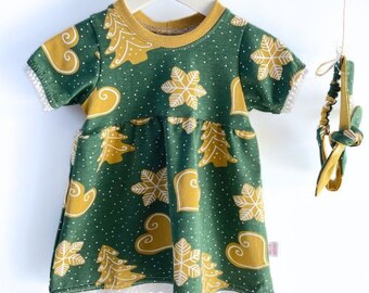 Baby Christmas Dress RTS 3-6M, Girls Christmas Outfit, Festive Gingerbread Clothes, Christmas Baby Reveal, Baby Shower Gift from Sweden