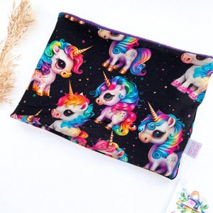 Halsvärmare i stretchig bomullsjersey, Snood med regnbågsmönster och enhörning, Vändbar tubbandana, Halsduk med ögla för barn, barn och vuxna