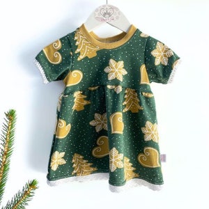 Baby Girl Christmas Dress, Girls Christmas Outfit, Festive Gingerbread Clothes, Christmas Baby Reveal, Baby Shower Gift from Sweden, NB-2T