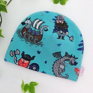 Viking Beanie Boys, Boys Viking Beanie, Viking Dragon Beanie, Blue Viking Beanie, Child Viking Toque, Blue Beanie Boys, Kids Viking Cap