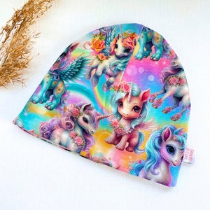 Gorro de unicornio arcoíris, gorro de unicornio con acuarela pastel, gorro suave para quimioterapia contra el cáncer para niños y adultos, regalo para amantes de los unicornios, gorro reversible.