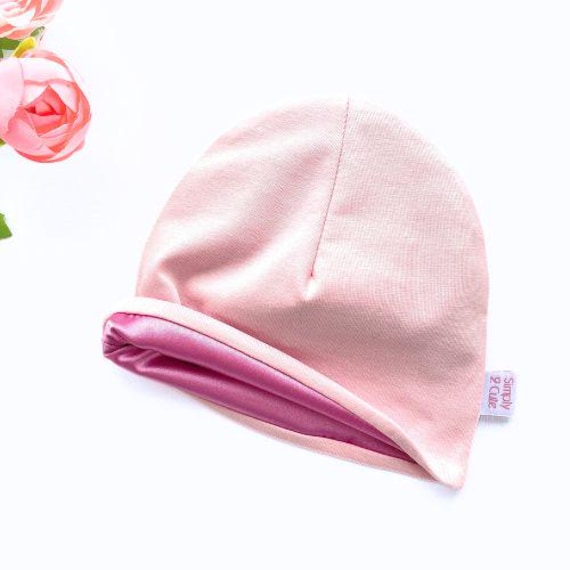 Satin Lined Slouchy Beanie Hat LIGHT PINK, Organic Cotton  display picture 2