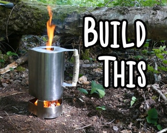 DIY Storm kettle build design - Ultimate survival and camping Kelly Ghillie Hobo rocket kettle Stove - DXF and PDF