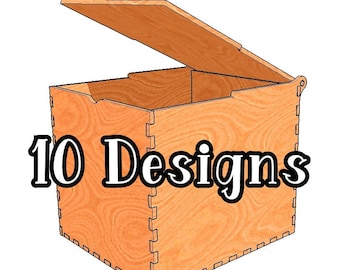Hinged Box CNC Laser Engraving Files: 10 Sizes, 3-9mm (DXF & PDF)