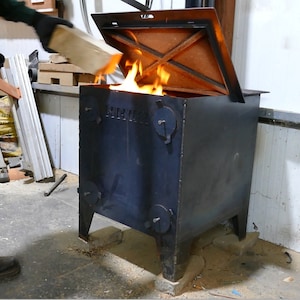 DIY Workshop stove wood burner heater, self build PLANS, sawdust, shavings. wood 20kw standard