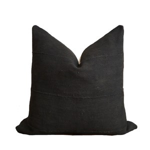 FADI || Authentic Mud Cloth Pillow Cover | solid black mud cloth | origin: Mali