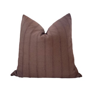CHAM || Chiang Mai Cotton Pillow Cover | Chiang Mai Cushion, Natural dye Brown cushion with woven accents | Origin: Thailand