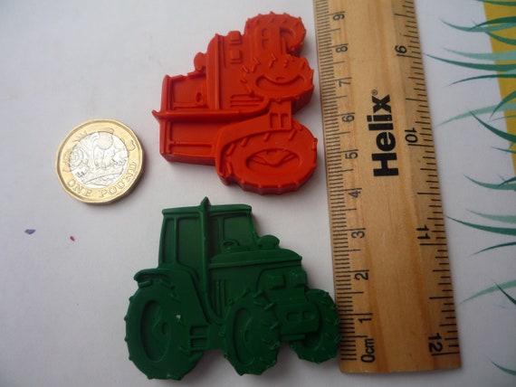tractor shaped novelty wax crayons x 6 crayons handmade