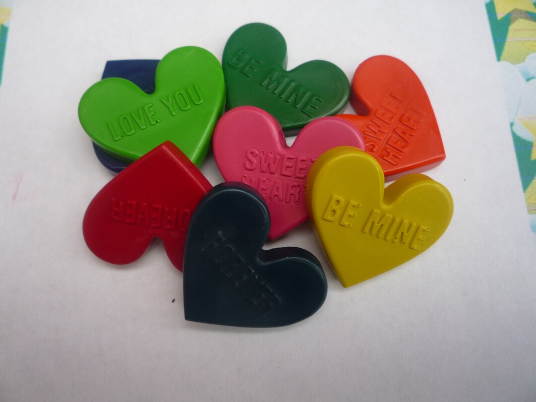 Love Heart Novelty Crayons X Handmade 6 Crayons Etsy UK