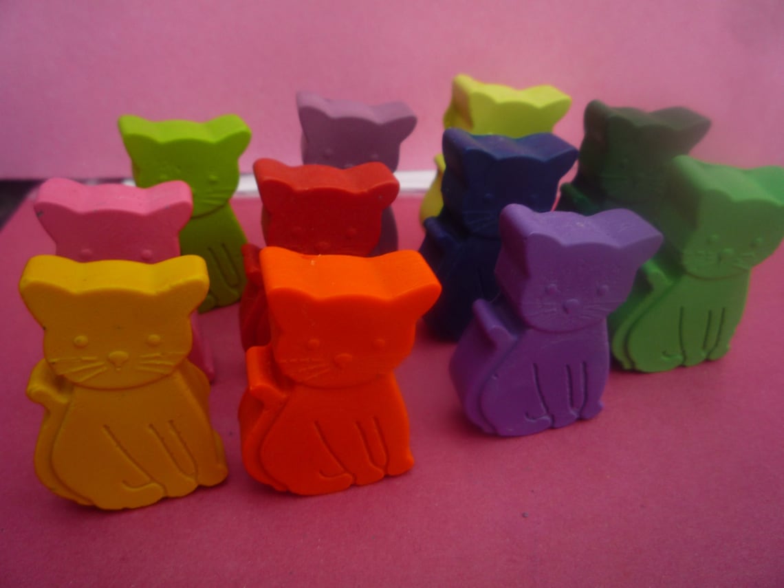 8 Kitten Cat Novelty Wax Crayons Etsy