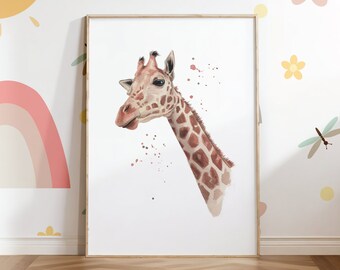 Giraffe watercolour art print | nursery art, safari art, watercolour print, animal art, nursery print, children's bedroom, nursery decor