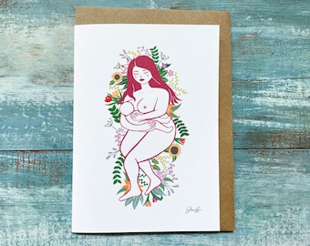 Breastfeeding mother greetings A6 card