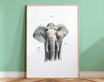 Elephant art print | nursery art, safari art, wall art