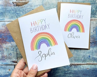 Personalised happy birthday card | Kids birthday | rainbow card