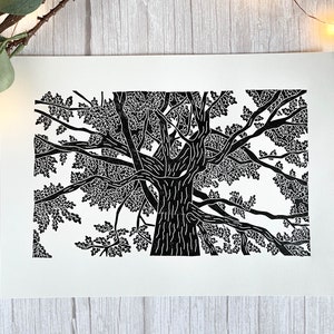 Oak Tree A4 Lino Print *as seen on tv* | Nature Art, Landscape Art