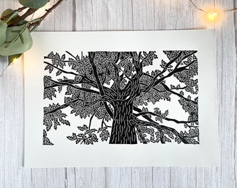 Oak Tree A4 Lino Print *as seen on tv* | Nature Art, Landscape Art