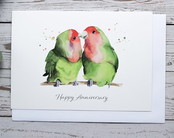 Lovebirds anniversary card | A5 card, bird lovers, gifts for bird lovers