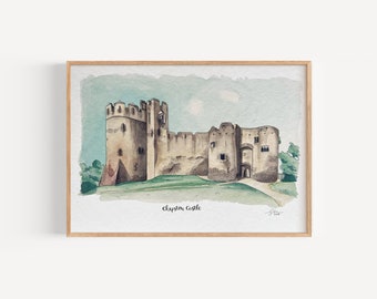 Chepstow Castle watercolour print | art print, castle art, landscape art, giclee print, welsh art