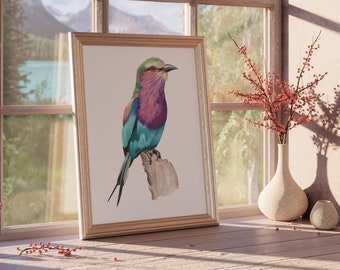 Lilac breasted roller watercolour print | art print, giclee, bird print, watercolour print