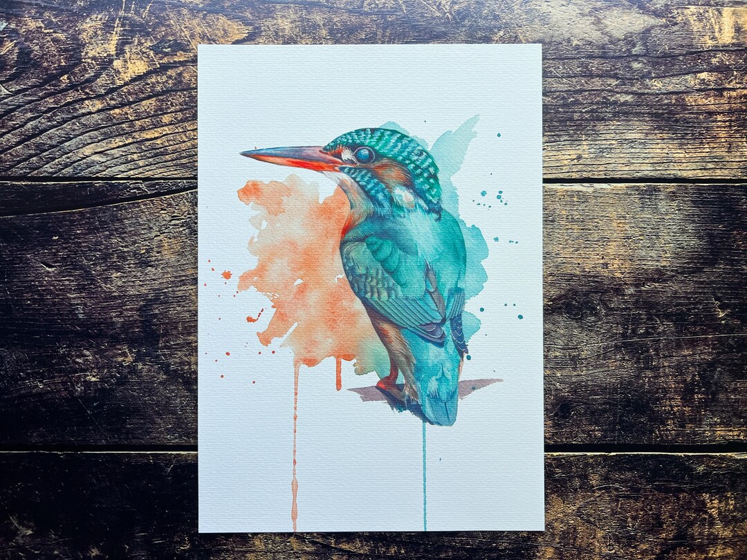 Kingfisher Art Print | Colorful Bird Watercolor Painting - Etsy