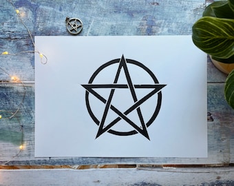 Pentagram lino print (A4)