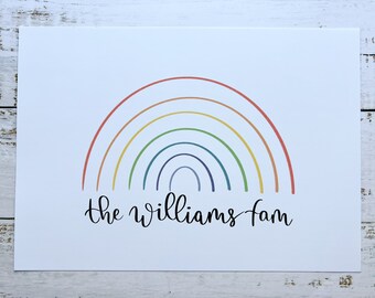 Rainbow family print | personalised print, family art, nursery art