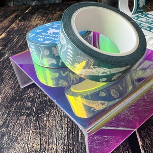 A close up of an illustrated woodland animals washi tape.