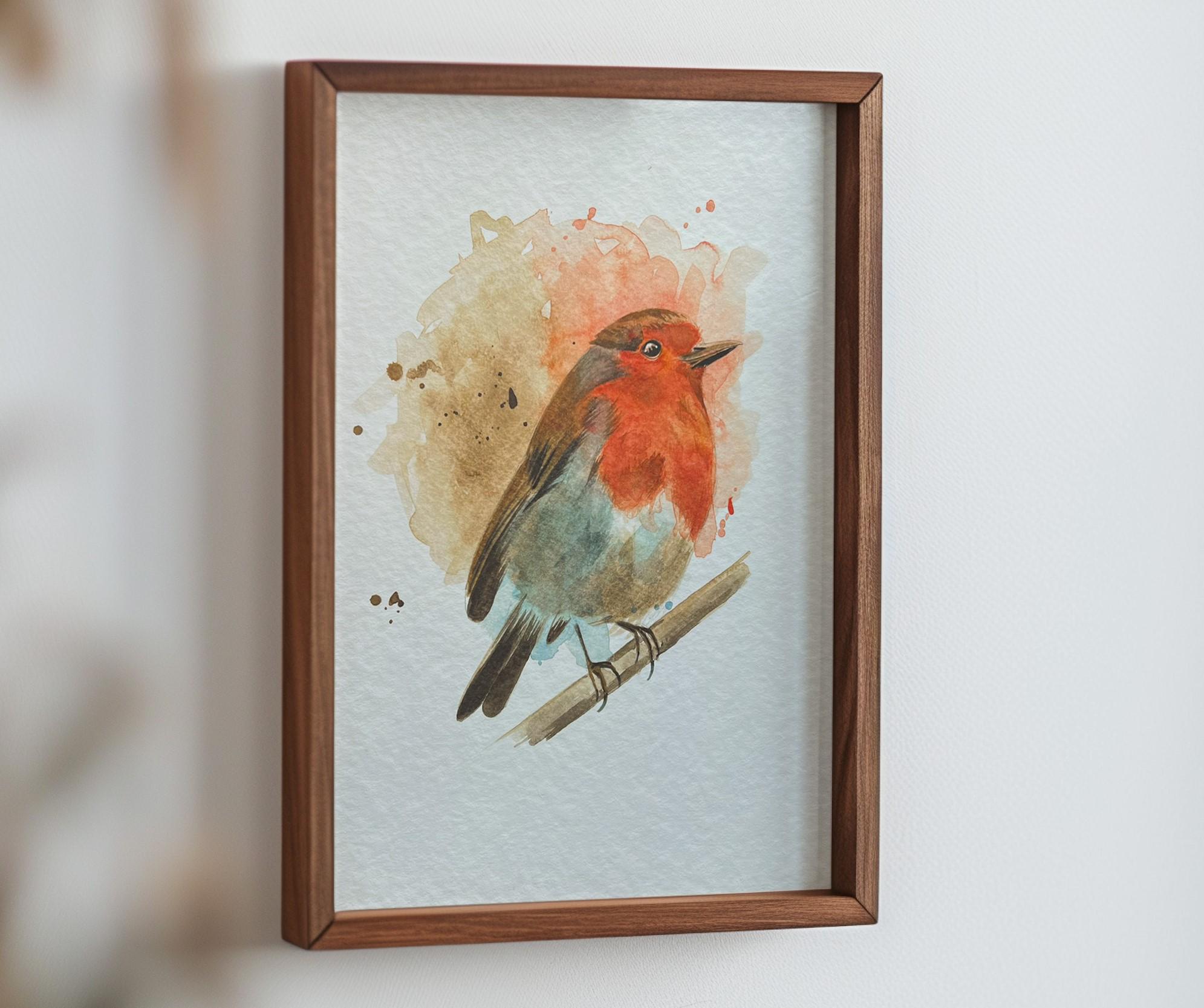Robin watercolour print | expressive art, art print, watercolour print, gifts for bird lovers, bird art, wall decor, house décor