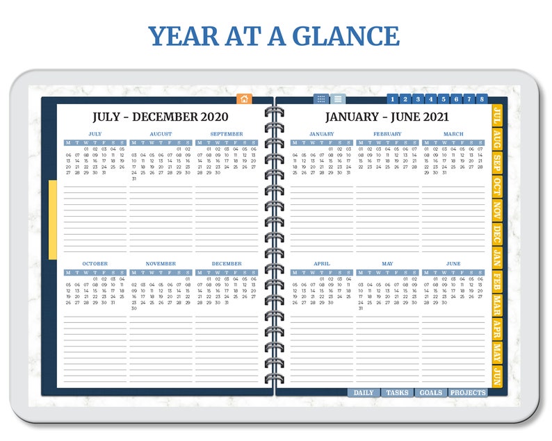 July 2020 June 2021 Digital Planner PDF & Goodnotes Sticker Etsy