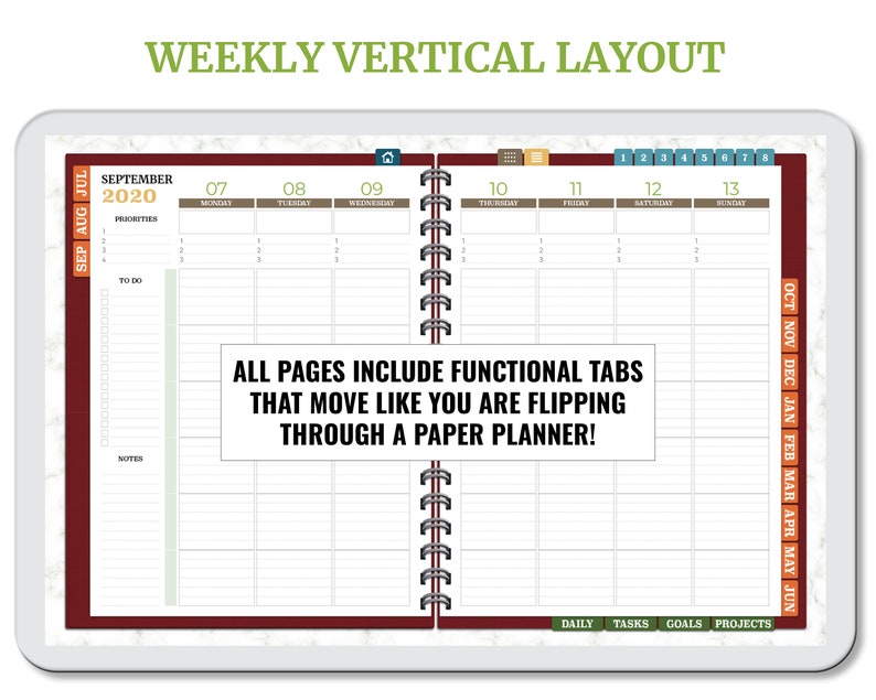 July 2020 June 2021 Digital Planner PDF & Goodnotes Sticker Etsy