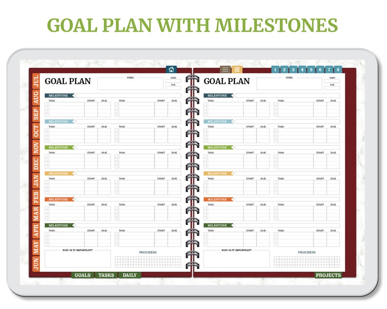 July 2020 June 2021 Digital Planner PDF & Goodnotes Sticker Etsy