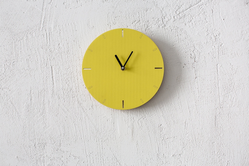 Yellow wall clock Wooden modern clock for wall Decorative Etsy