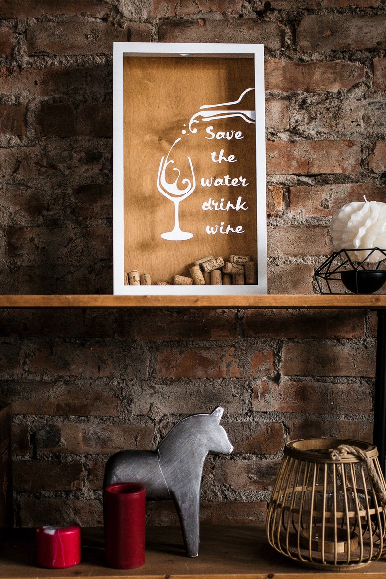 Wine cork shadow box Cork display case Alcohol gift Wine Etsy