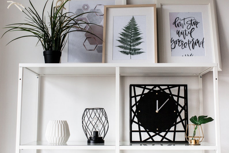 Office Desk Clock Black Classic Interior Decor Square Clock Etsy