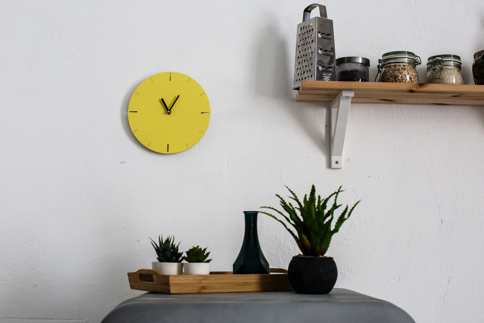 Yellow wall clock Wooden modern clock for wall Decorative Etsy