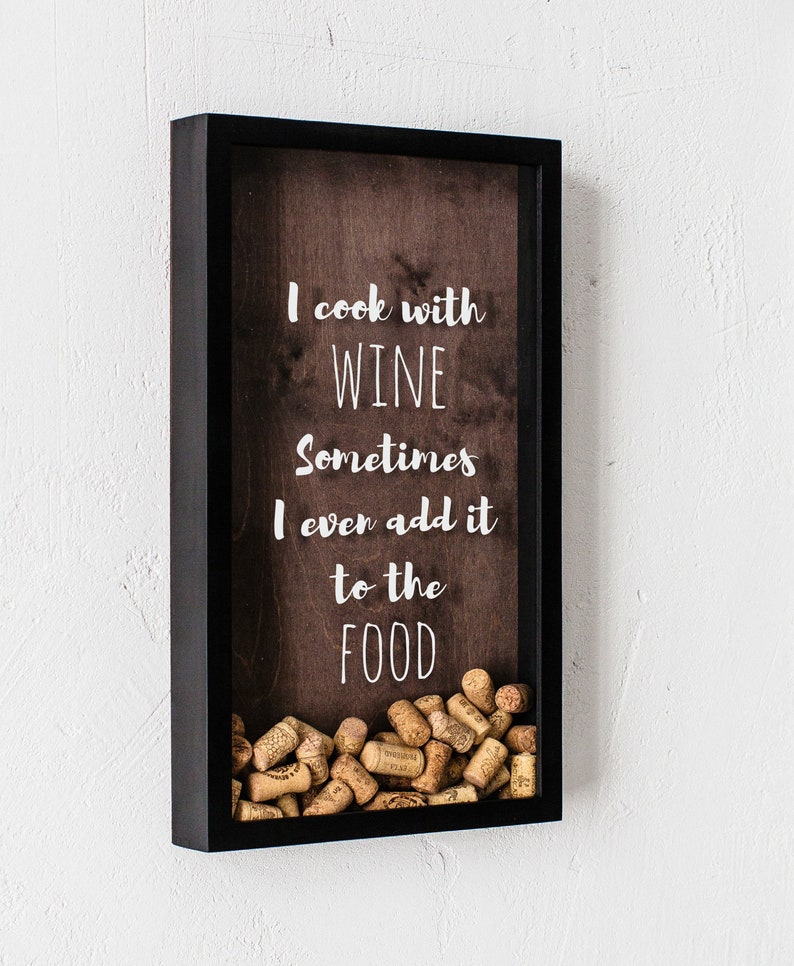 Wine cork shadow box Wine cork decor keeper Wooden holder Etsy