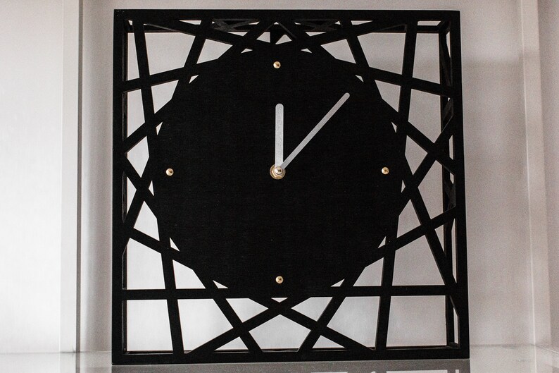 Office Desk Clock Black Classic Interior Decor Square Clock Etsy