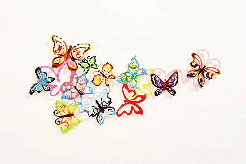 Horizontal Butterflies Metal Art Wall Hanging Wall Etsy
