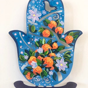 Hand painted Hamsa , Hamsa, Hamsa hand, Judaica, Jewish gifts, Evil eye Hamsa, Home decor, Metal Hamsa, Judaica art, Table decoration