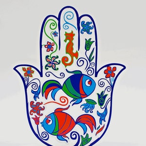 Hamsa Wall Decor, Love Charm, Judaica, Judaica Art, Hamsa Hand, Wall Hanging, Hamsa Art, Hamsa Wall decor,