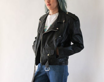 Vintage Biker Leather Jacket M | Leather Jacket | Black Leather Jacket | Moto Jacket